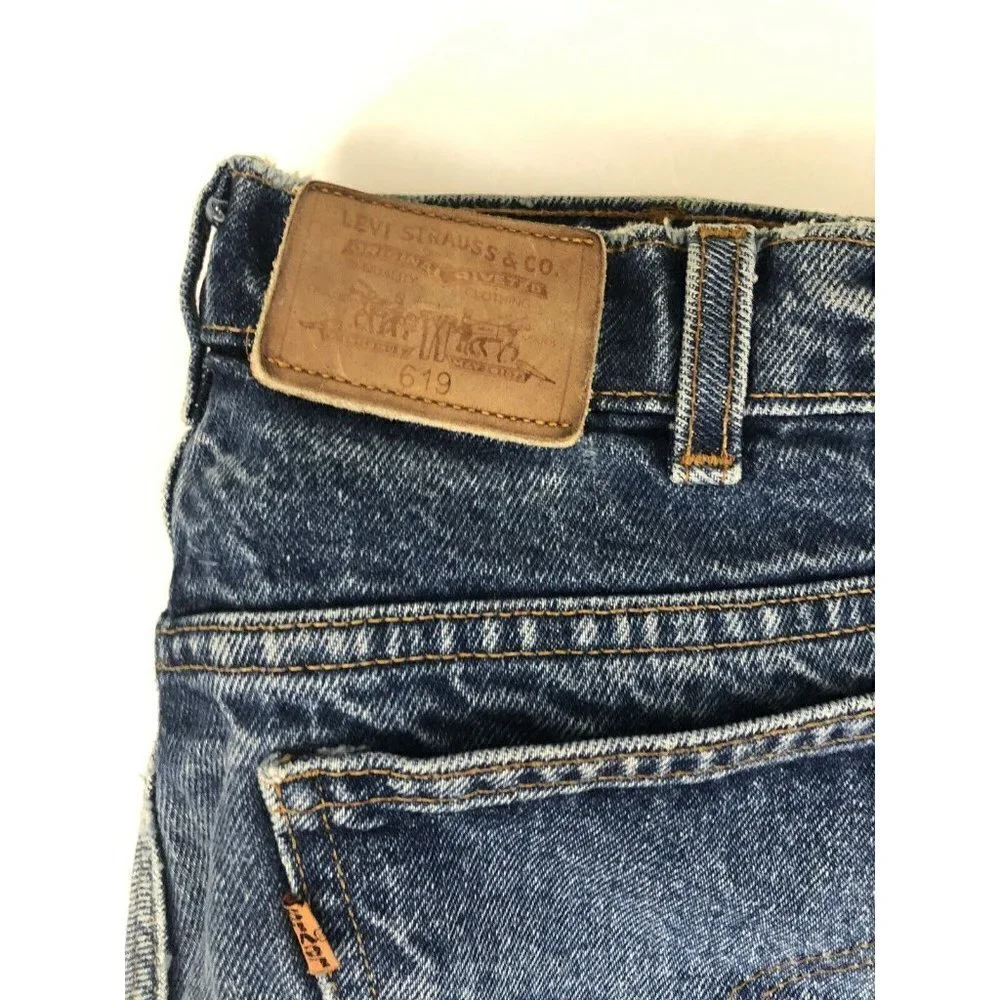 Vintage Levi Strauss 619‎ Mens 34x30 Blue Denim Jeans Straight Leg Orange Tab